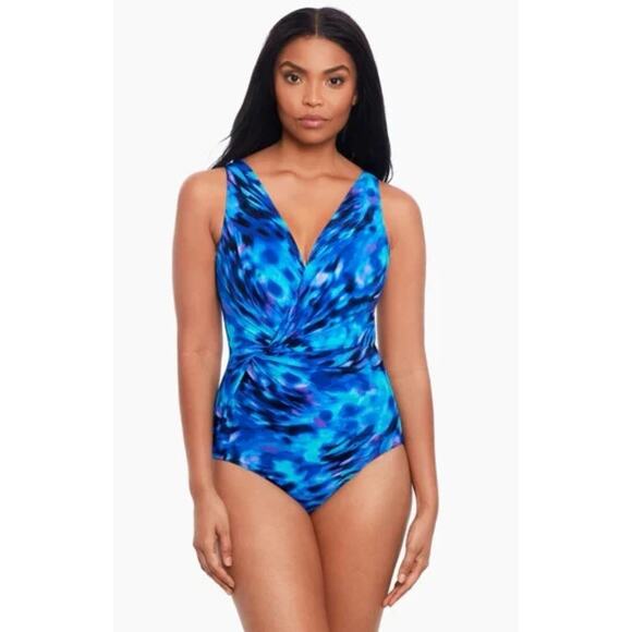 Miraclesuit Cloud Leopard Esmerelda One Piece Swimsuit Blue 12 $198 - Picture 1 of 6